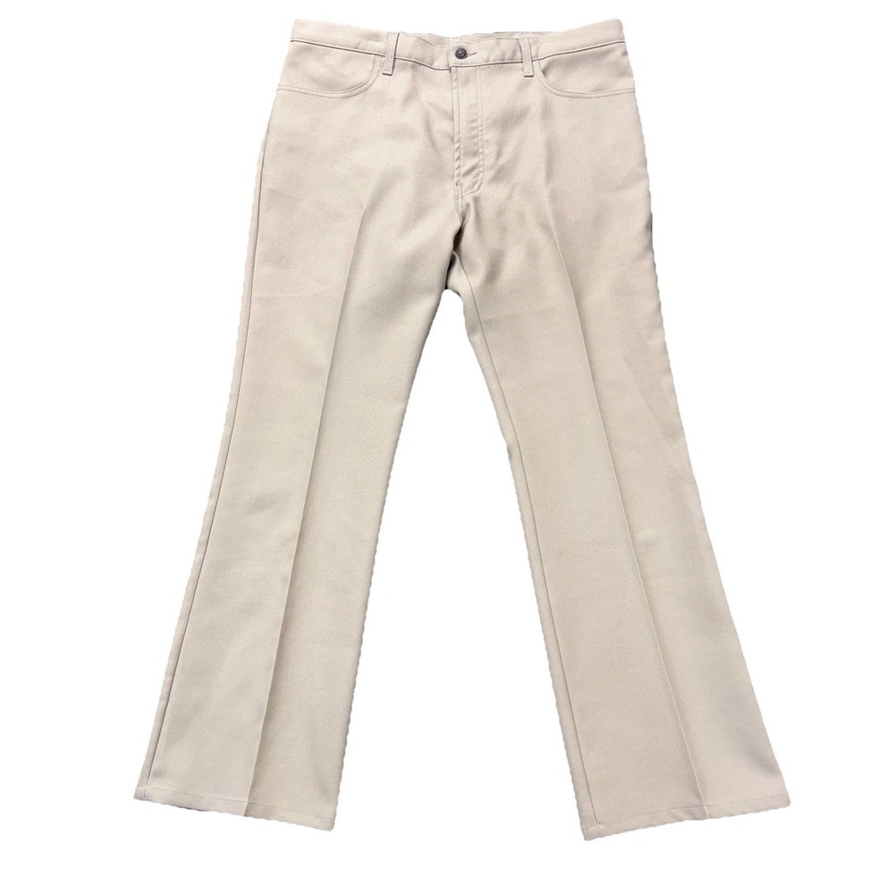 Vintage Levis 517 Bootcut Pants Mens 38x30 Polyester Tan Y2K Dress Slacks Cowboy